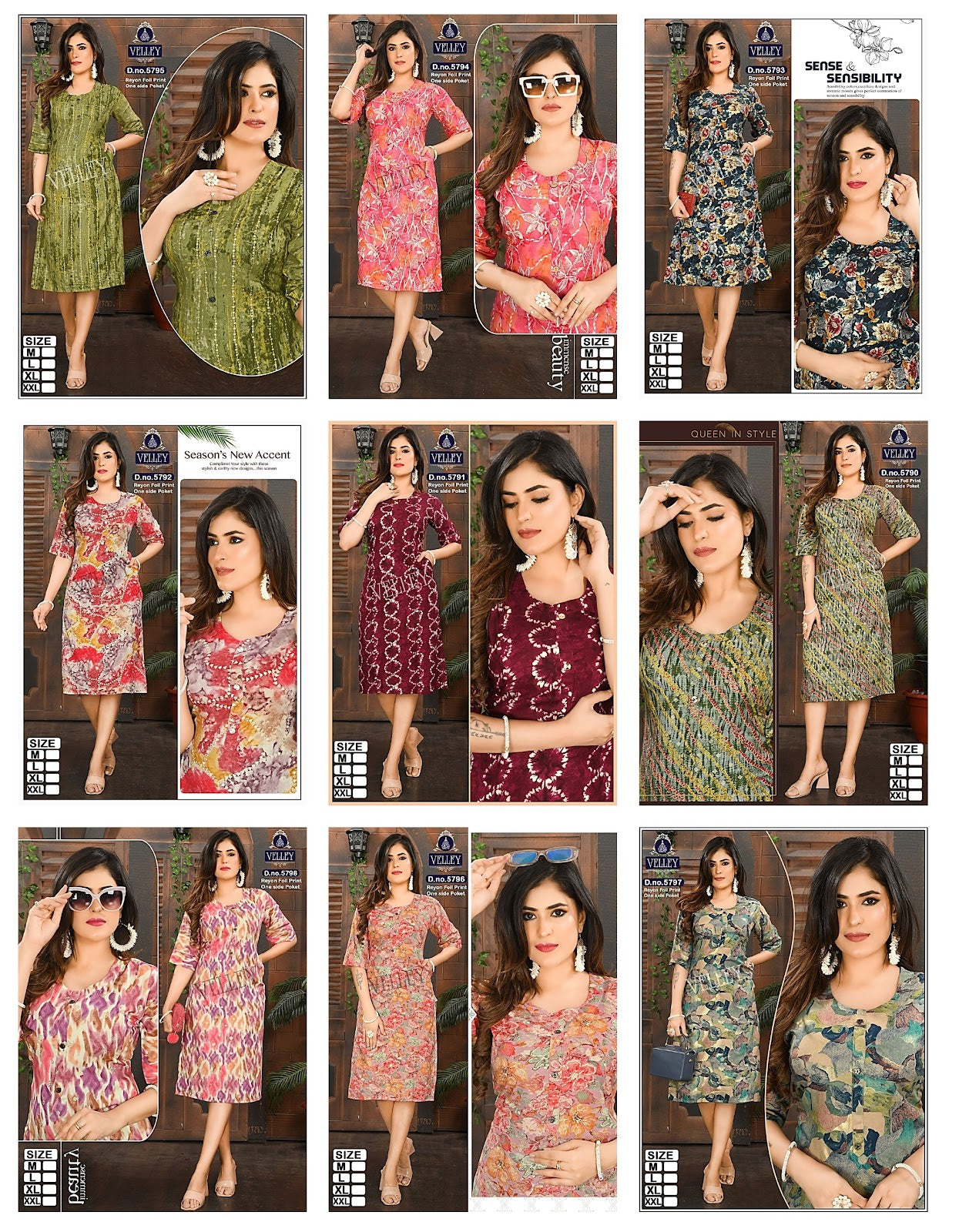 Design 2 Velley Rayon Knee Length Kurtis Wholesale Price