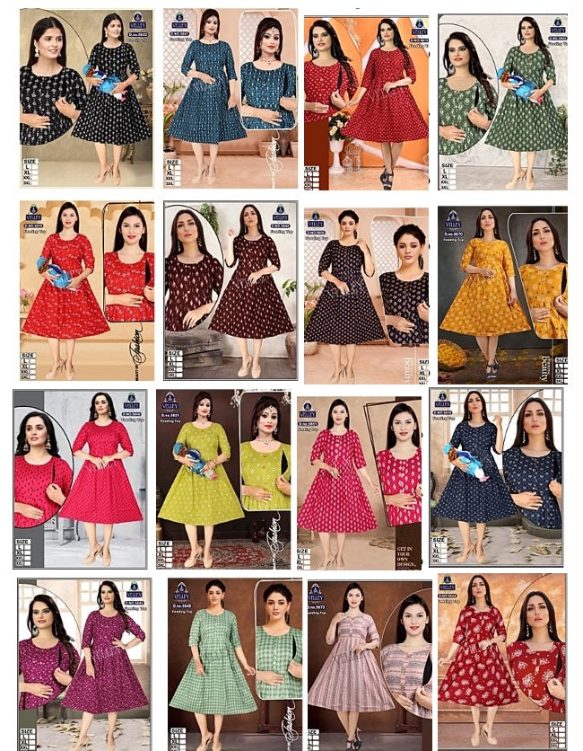 Design 3 Velley Rayon Feeding Kurtis Manufacturer India