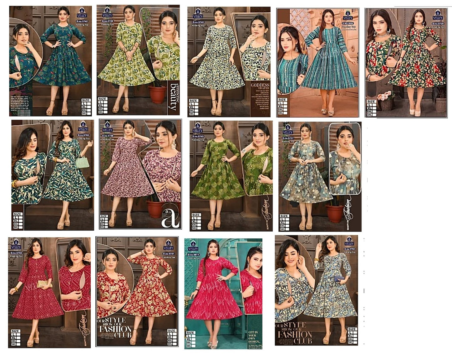 Design 4 Velley Rayon Feeding Kurtis Supplier India