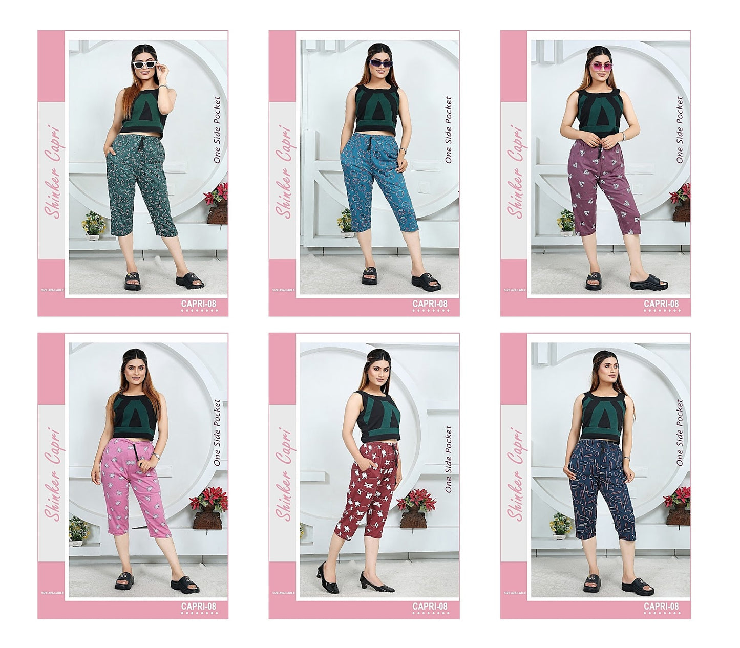 Design 8 Mnt Sinker Womens Capri Wholesaler Ahmedabad