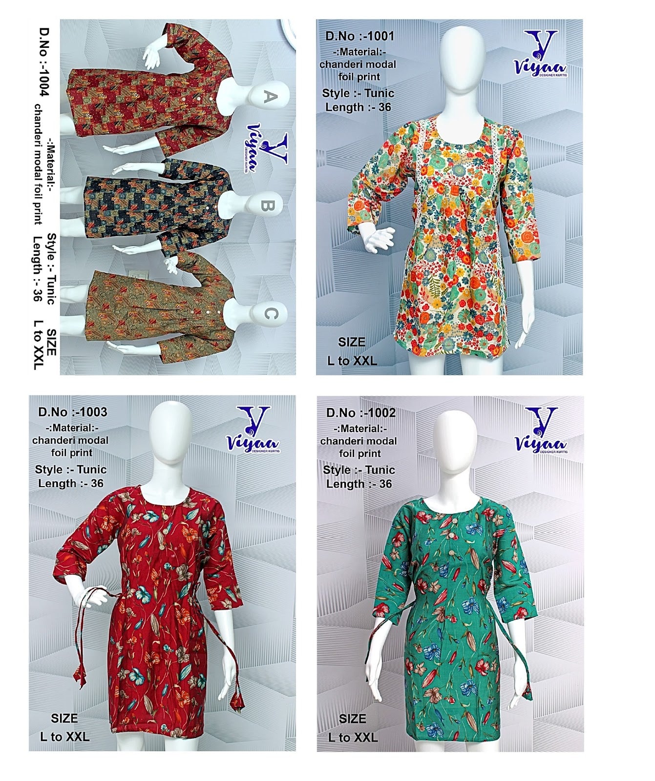Design B Viyaa Chanderi Modal Short Kurtis