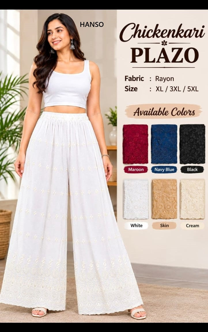 Design Chikankari Hanso Rayon Branded Palazzo Wholesaler Ahmedabad