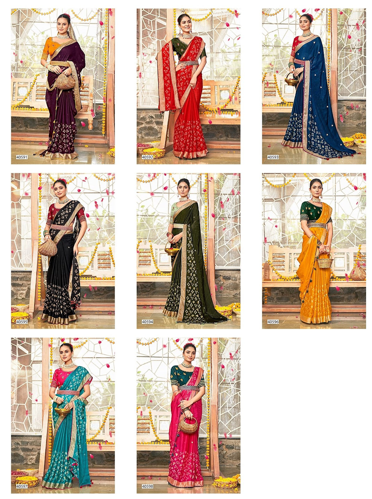 Divya 5D Designer Dull Moss Sarees Exporter Gujarat