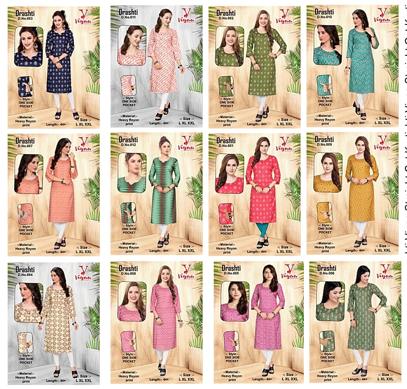 Drashti Viyaa Heavy Rayon Straight Cut Kurtis