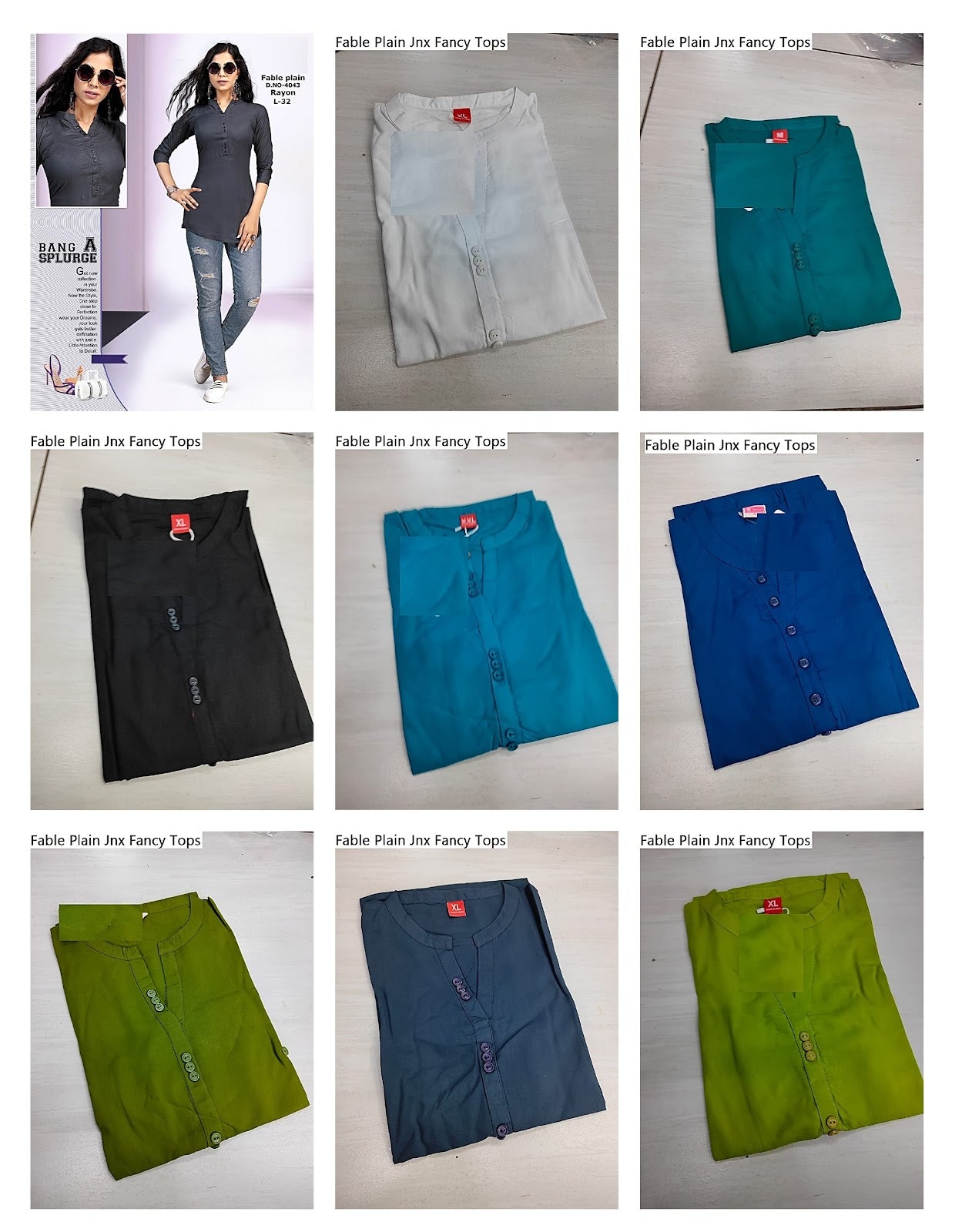 Fable Plain Jnx Rayon Fancy Tops Wholesale