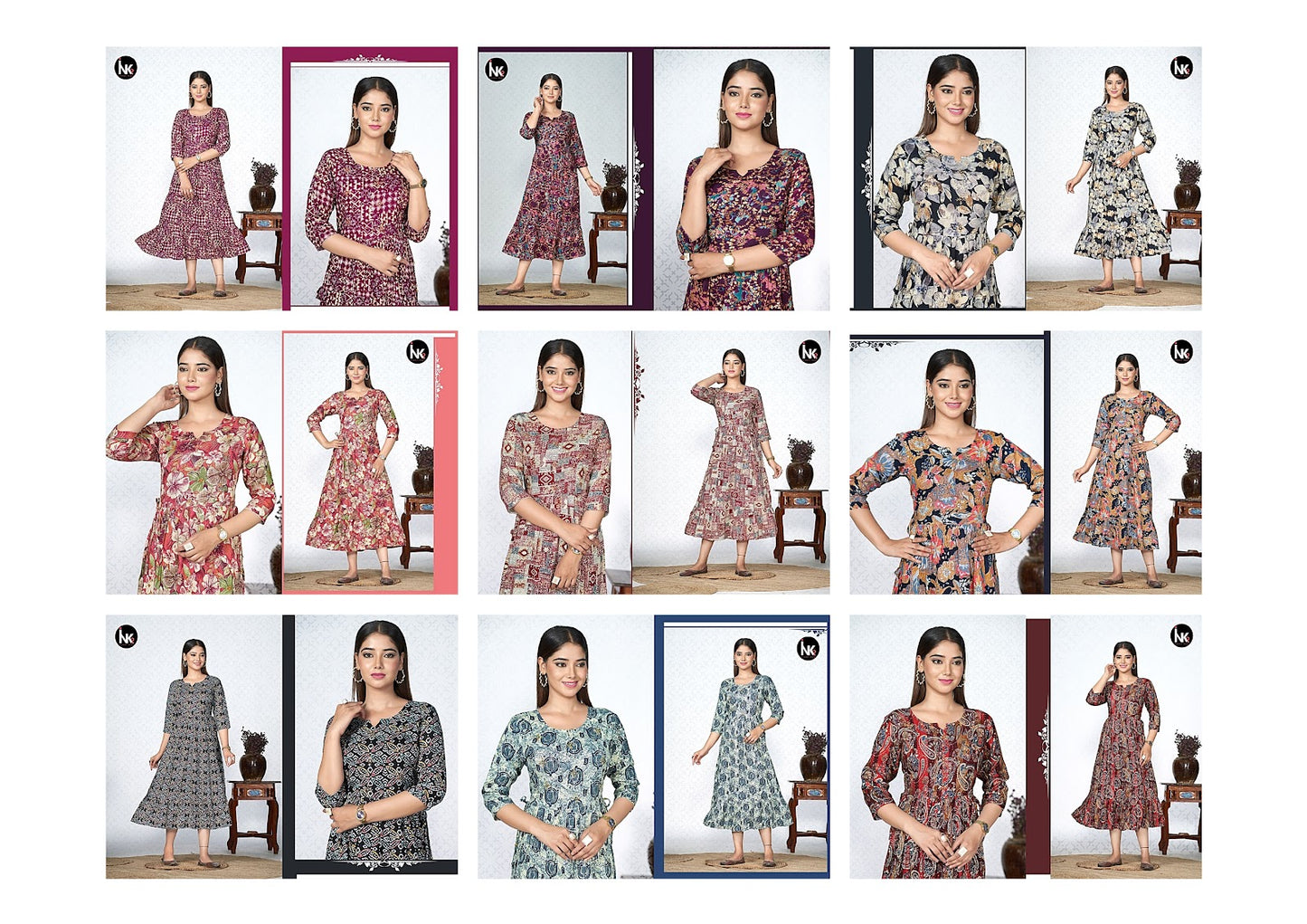 Flair Vol 14 Ink9 Heavy Rayon Anarkali Kurtis Exporter Gujarat