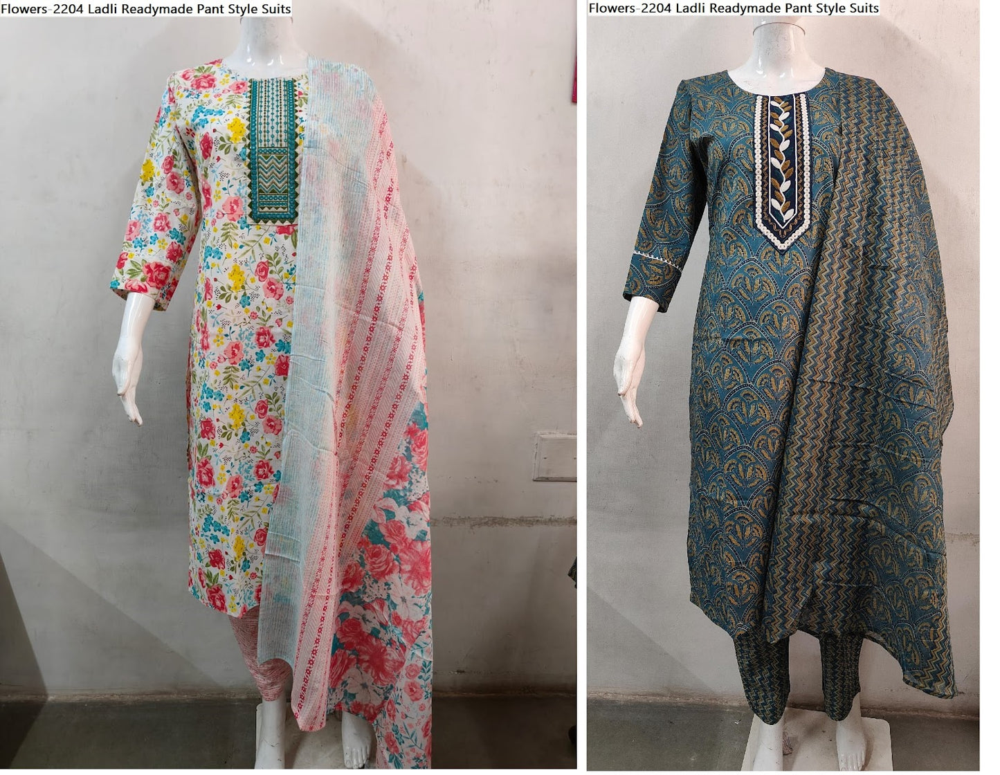Flowers-2204 Ladli Pure Cotton Readymade Pant Style Suits