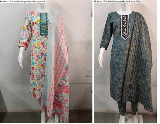 Flowers-2204 Ladli Pure Cotton Readymade Pant Style Suits