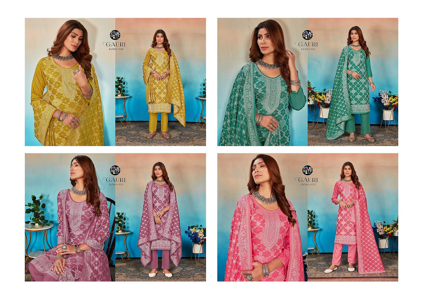 Gauri Four Dots Muslin Pant Style Suits