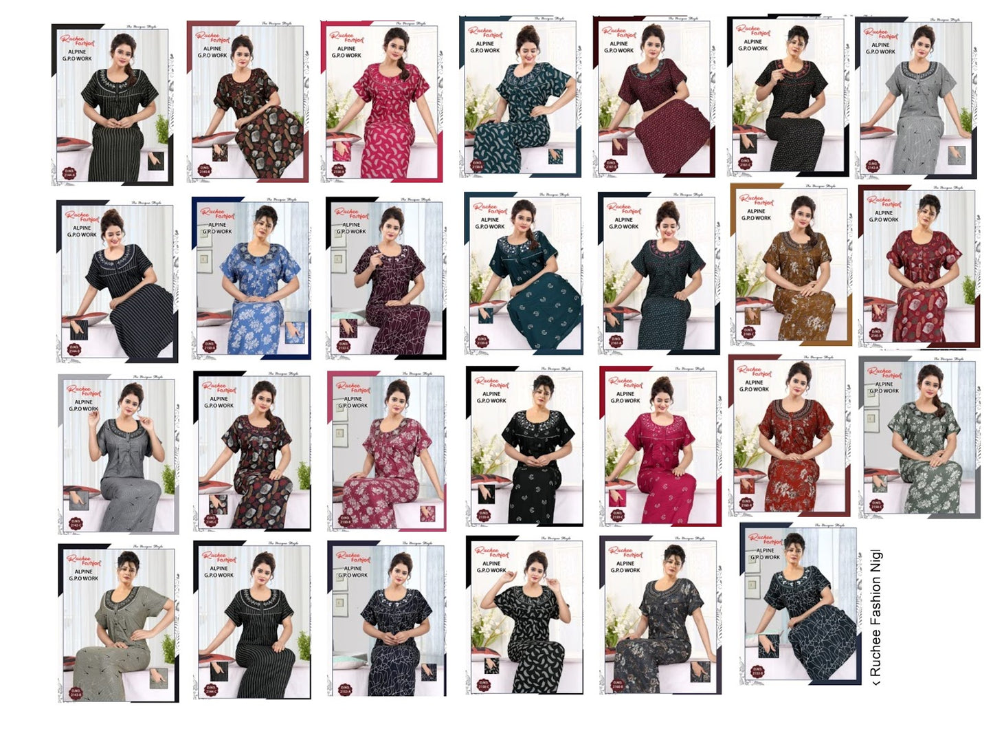 Gpo Work Ruchee Fashion Alpine Night Gowns Wholesaler India