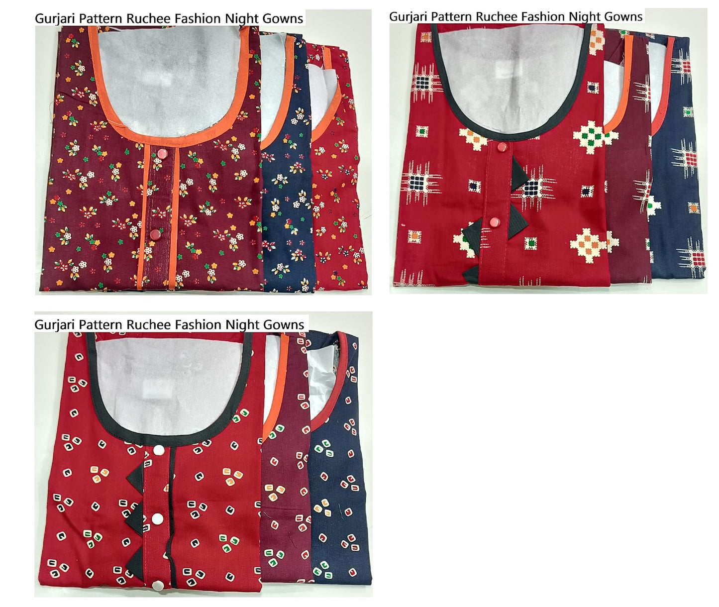 Gurjari Pattern Ruchee Fashion Night Gowns Wholesale