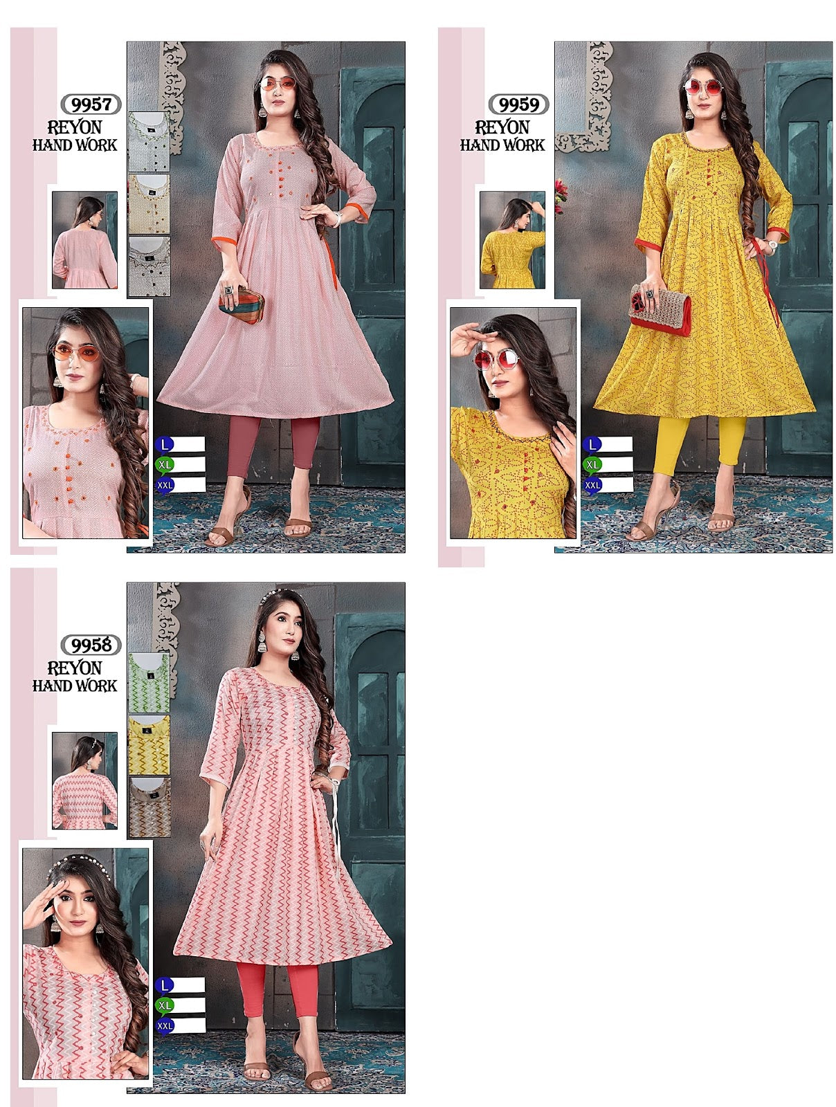 Handwork-2703 Mmc Reyon Anarkali Kurtis