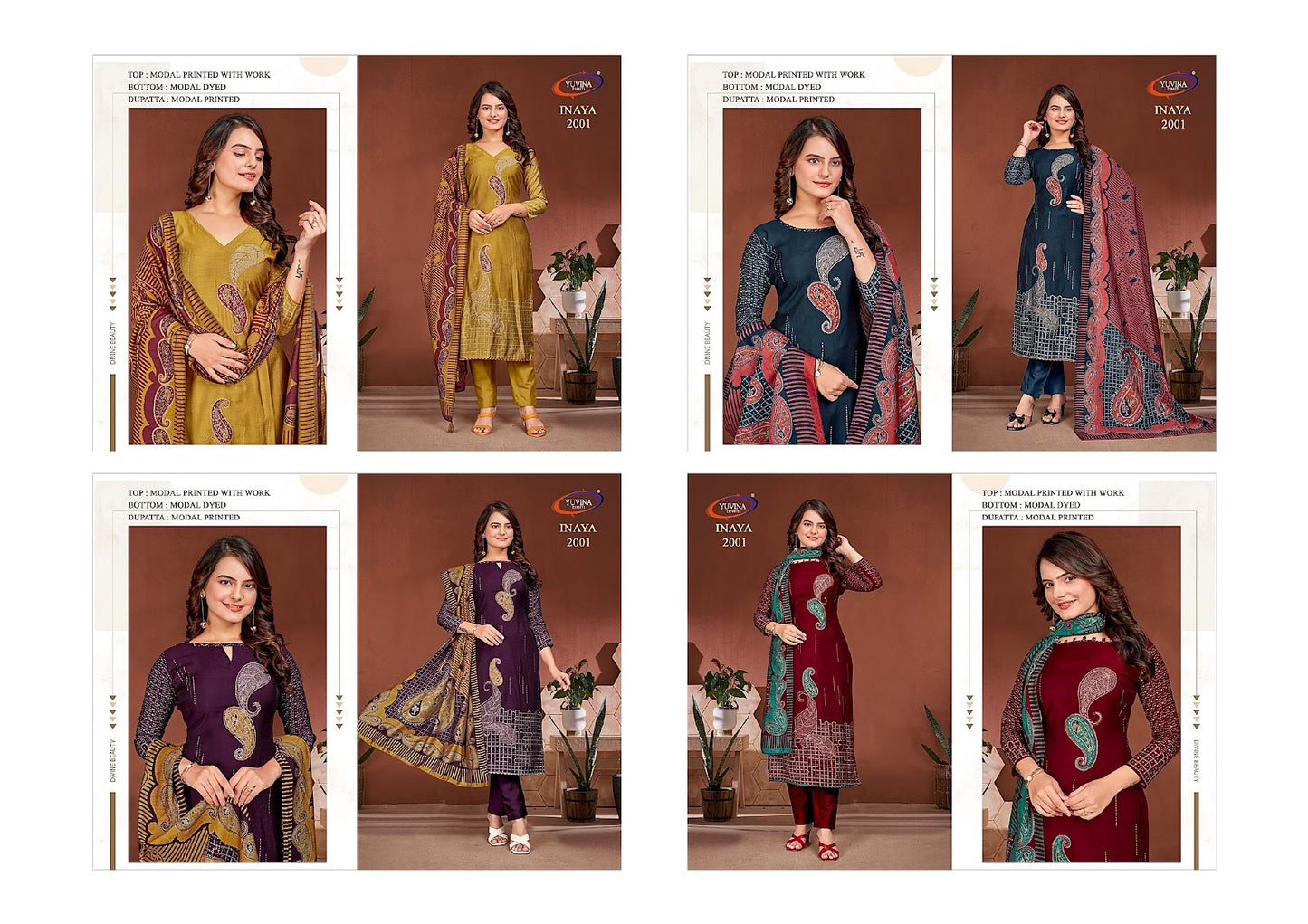 Inaya 2001 Yuvina Exports Modal Silk Pant Style Suits Exporter India