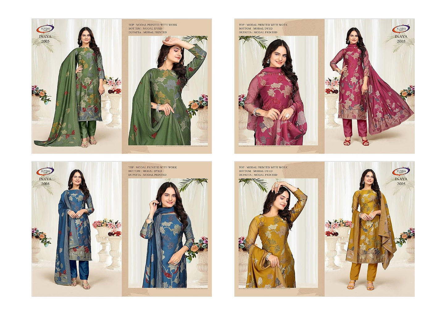 Inaya 2005 Yuvina Exports Modal Silk Pant Style Suits Manufacturer India