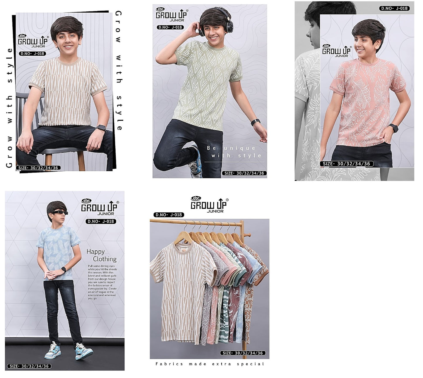 J-018 Growup Jacquard Boys Tshirt