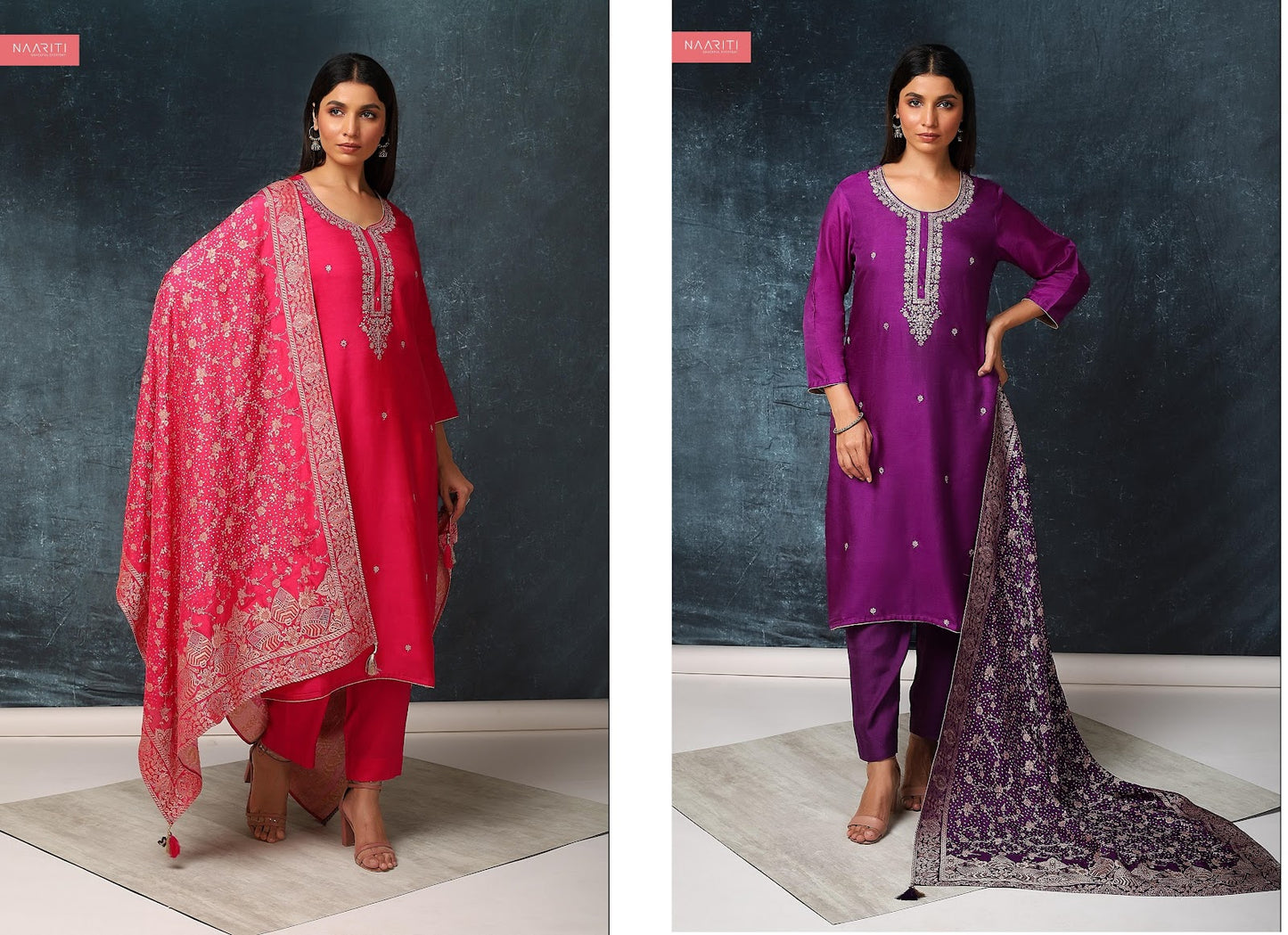 Jiva Naariti Russian Silk Pant Style Suits Wholesale