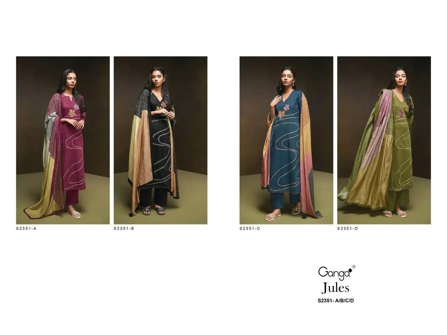 Jules 2351 Ganga Premium Silk Plazzo Style Suits Wholesale Rate