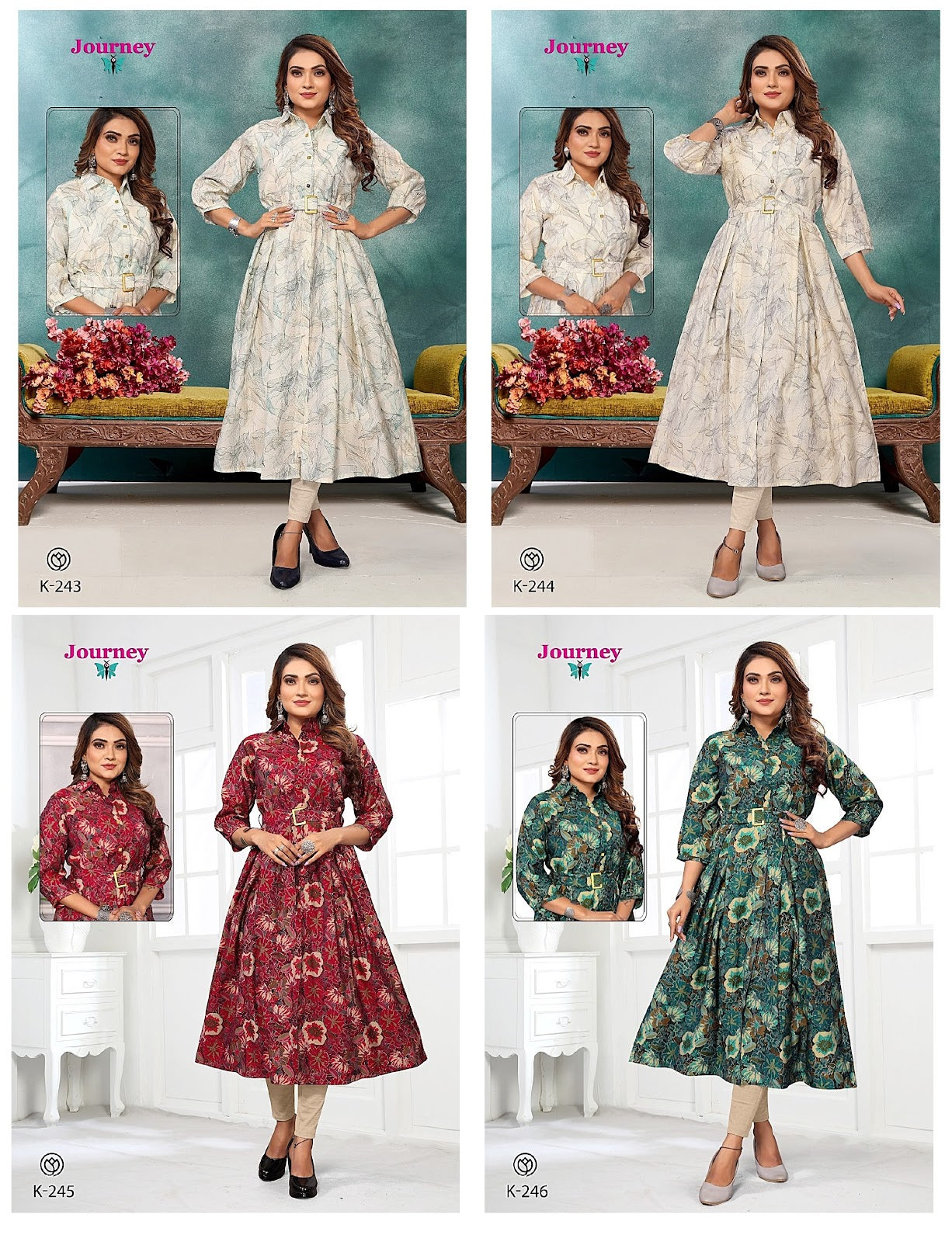 K 243-246 Journey Design Modal Chanderi Anarkali Kurtis
