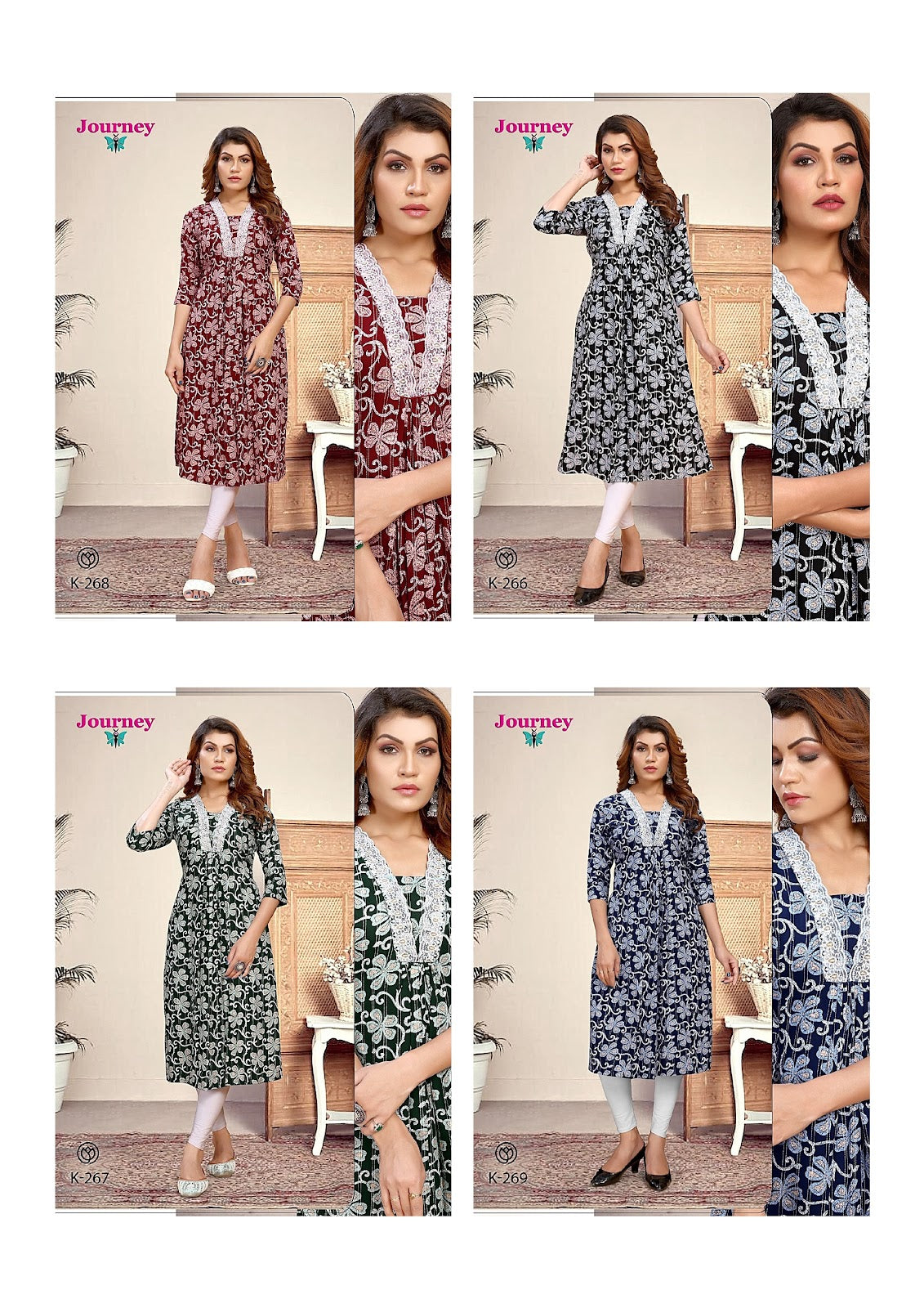 K 266-269 Journey Design Viscose Anarkali Kurtis