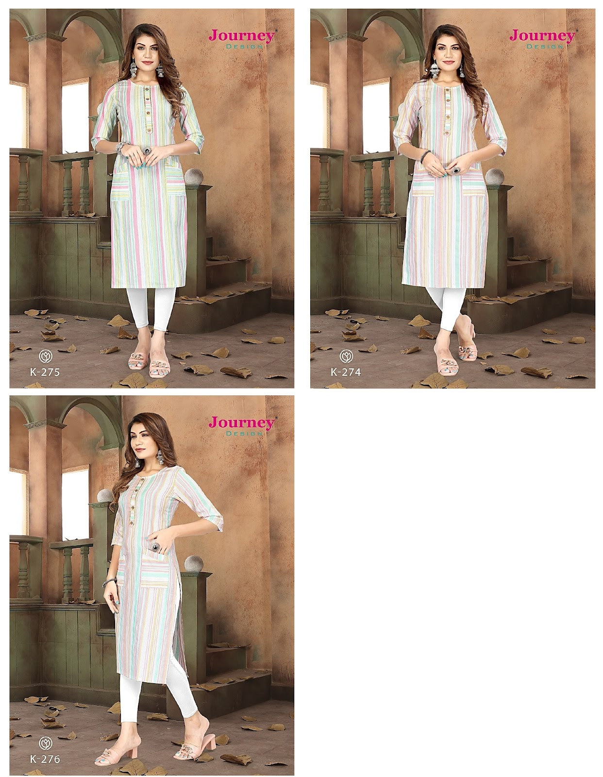 K 274-276 Journey Design Cotton Kurti With Pocket Supplier Ahmedabad