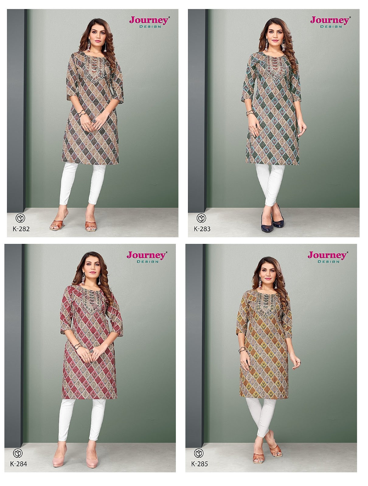 K 282-285 Journey Design Capsule Knee Length Kurtis Wholesale Rate