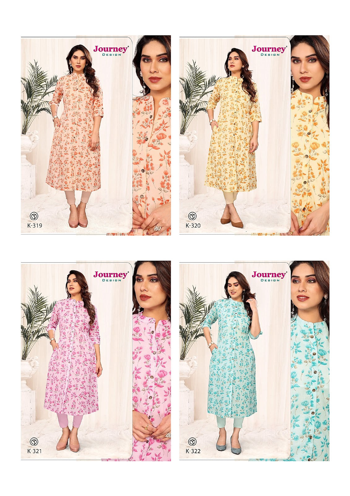 K 319-322 Journey Design Cotton Kurtis Manufacturer Gujarat