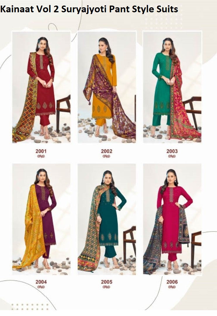 Kainaat Vol 2 Suryajyoti Jaam Satin Pant Style Suits Manufacturer India