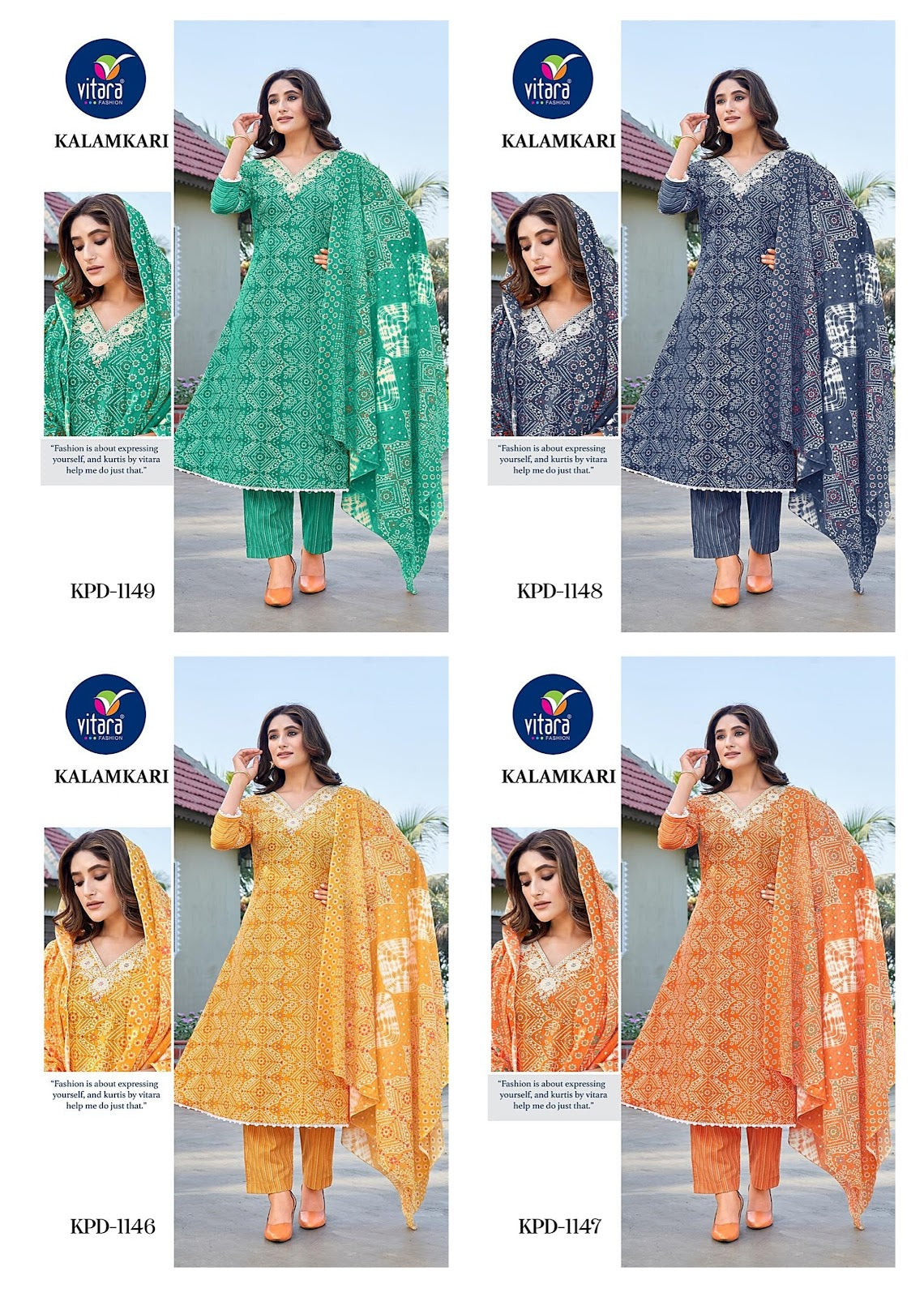 Kalamkari Vitara Pure Cotton Readymade Pant Style Suits Wholesaler Ahmedabad