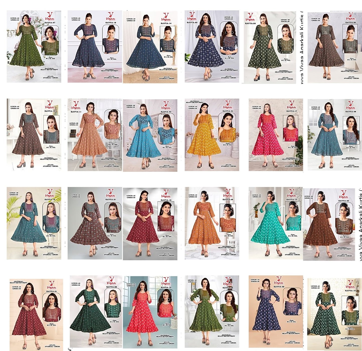 Kavya Viyaa Heavy Rayon Anarkali Kurtis