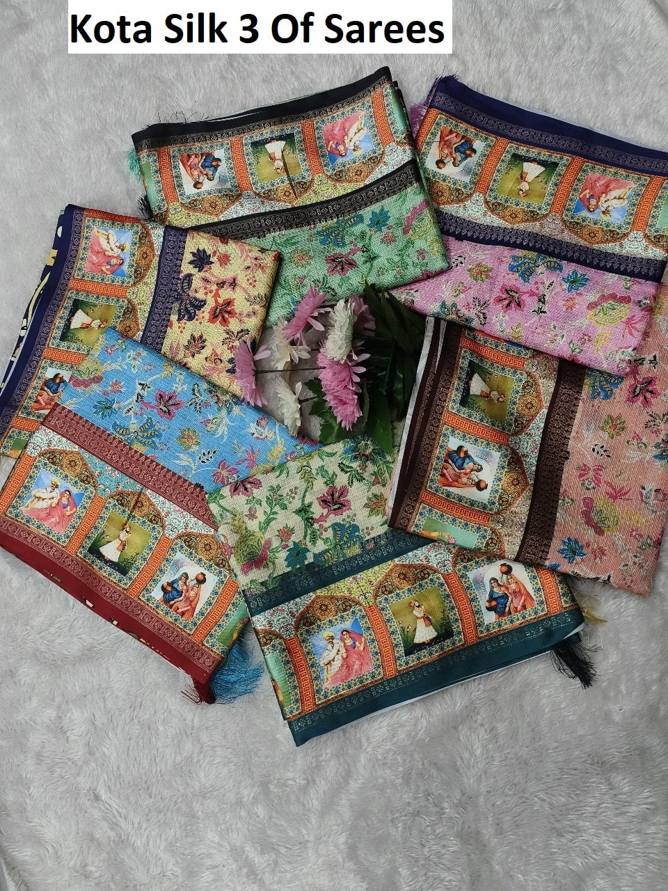 Kota Silk 3 Of Jacquard Panel Sarees Manufacturer India