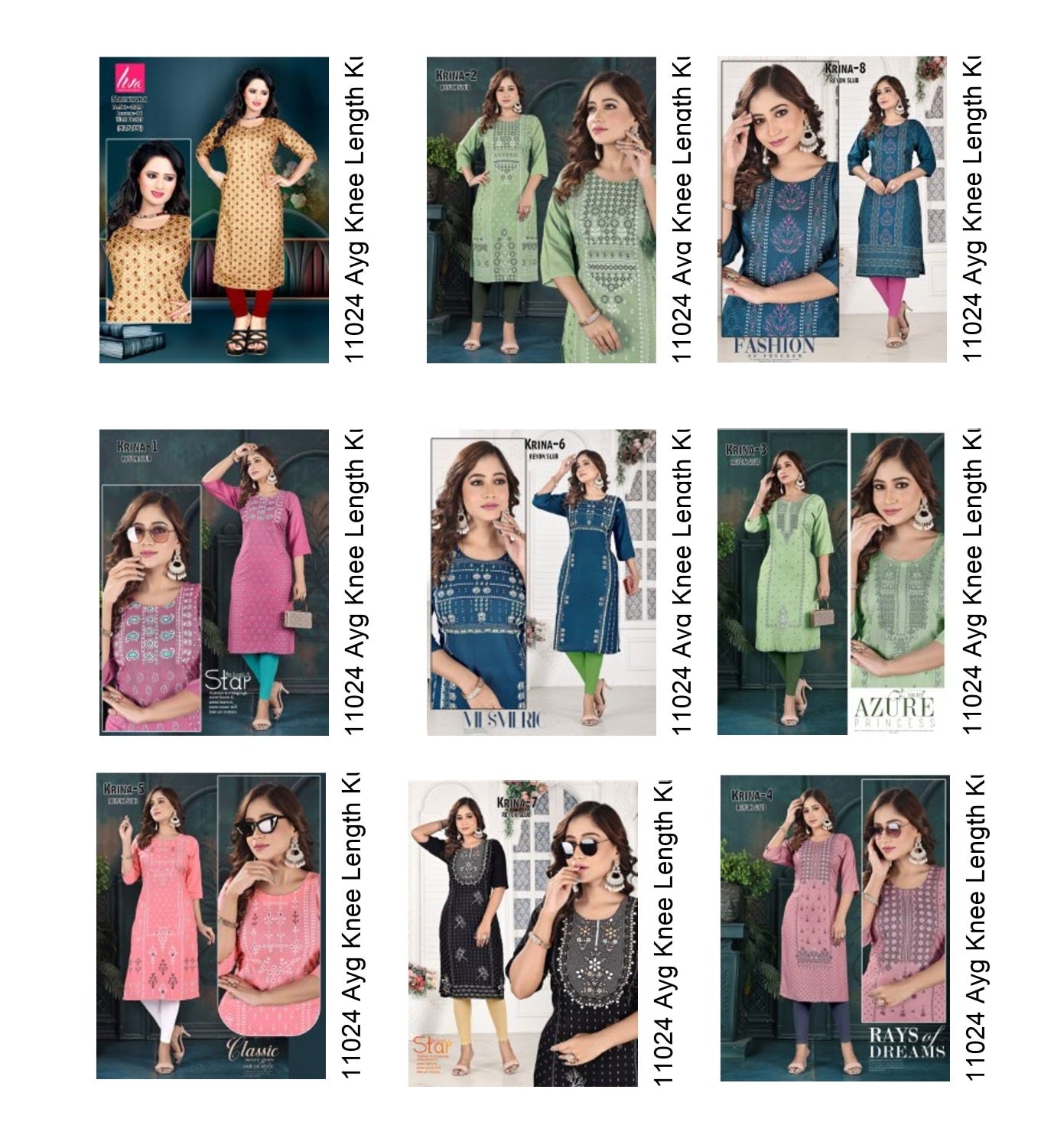Krina 111024 Ayg Rayon Slub Knee Length Kurtis Exporter Gujarat