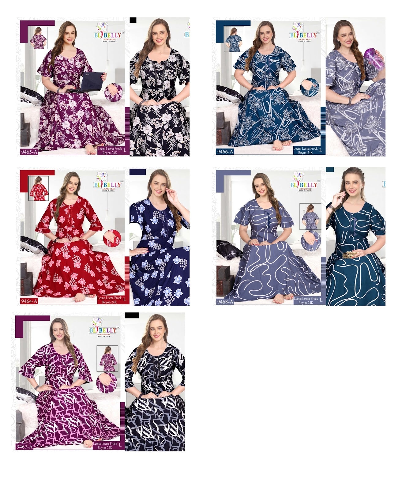 Leena 2509 Belly Rayon 24Kg Night Gowns Exporter Gujarat