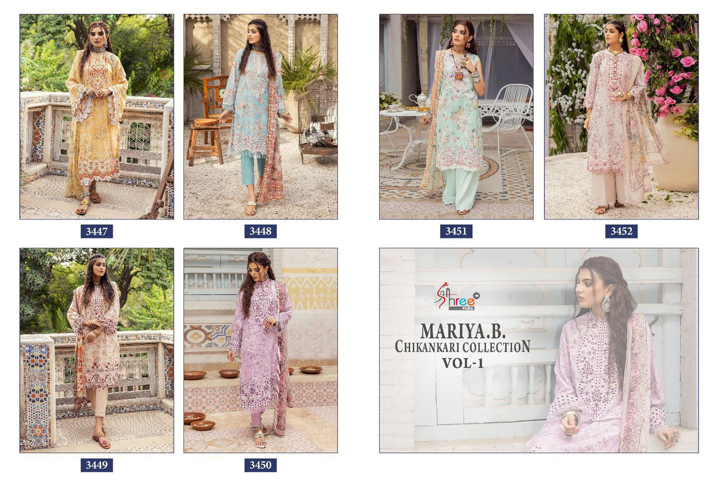 Mariya B Chikankari Collection Vol 1 Shree Fabs Cotton Pakistani Patch Work Suits Exporter Gujarat