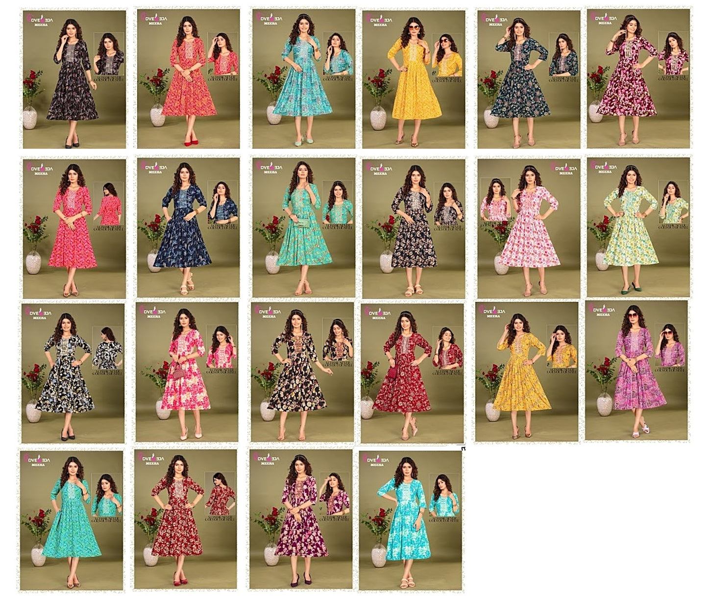 Meera Series Dveeja Fashion Reyon Anarkali Kurtis Supplier