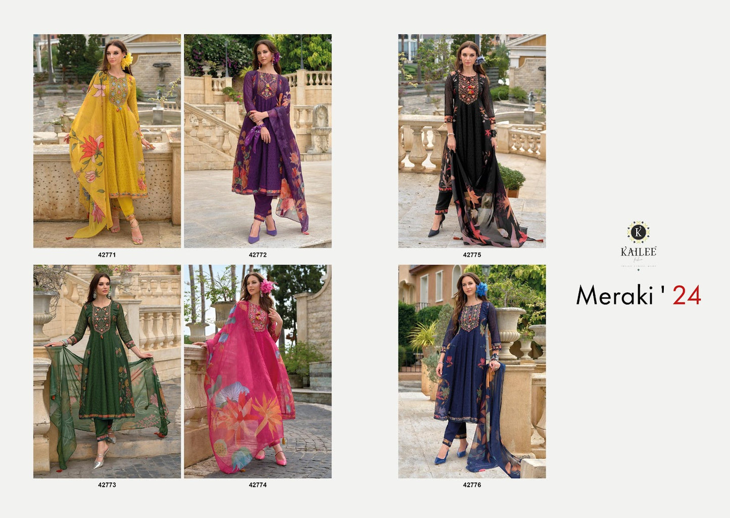 Meraki Kailee Fashion Organza Readymade Anarkali Suits Manufacturer Gujarat
