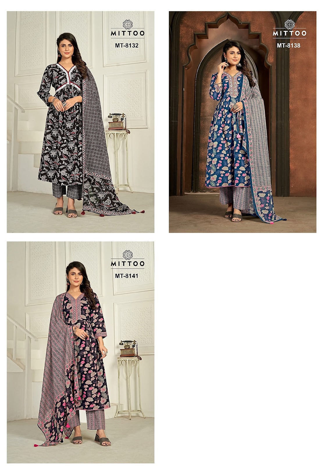 Mt 8132-8138-8141 Mittoo Viscose Readymade Pant Style Suits Exporter Ahmedabad