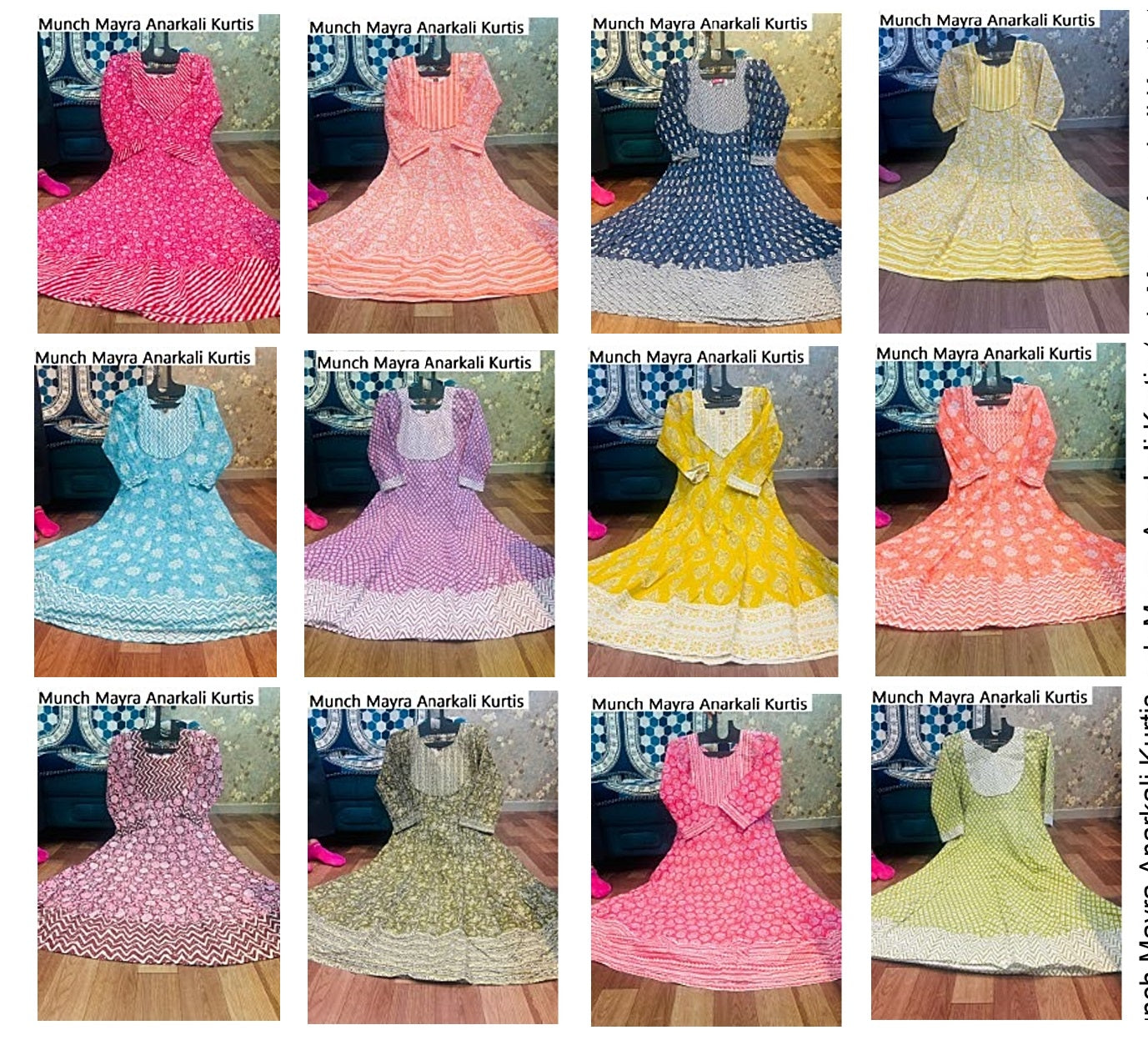 Munch Mayra Cotton Anarkali Kurtis Supplier Gujarat