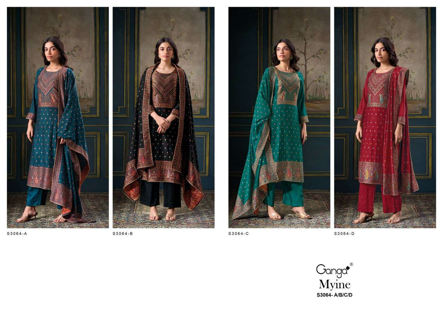 Myine 3064 Ganga Pashmina Suits Manufacturer India