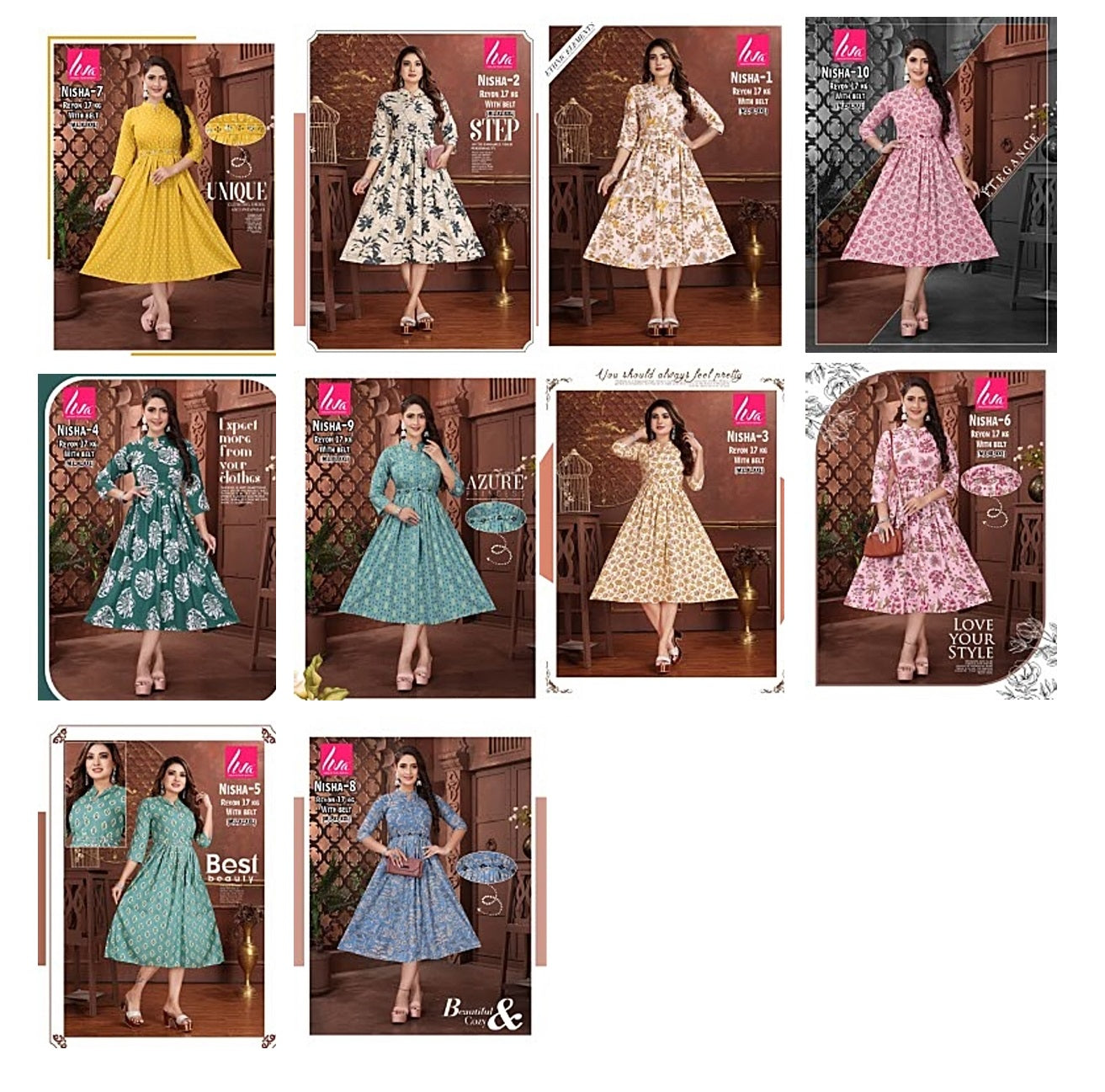 Nisha Ayg Rayon 17Kg Anarkali Kurtis Wholesale Price