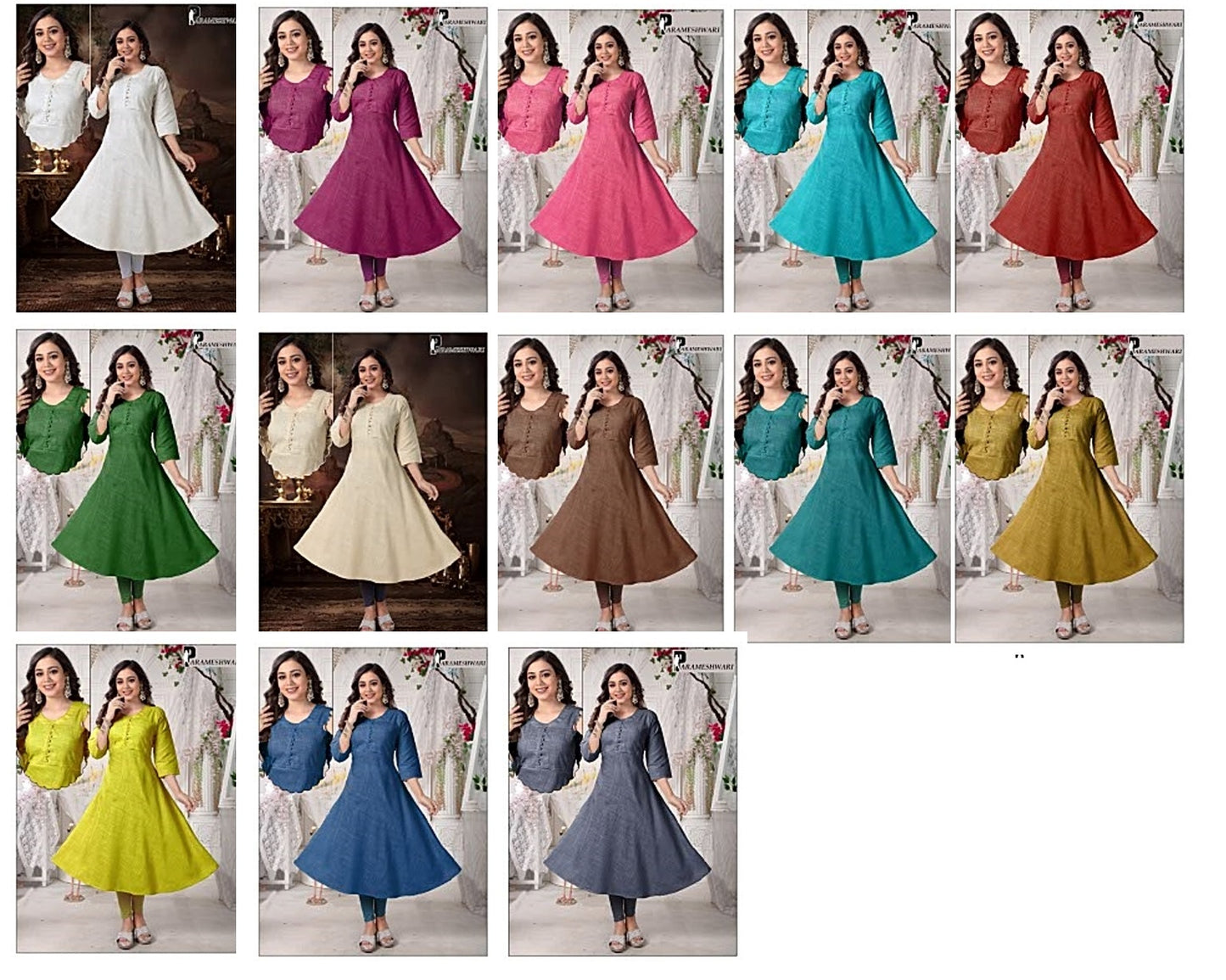 Parameshwari Premnath Two Tone Rayon Anarkali Kurtis