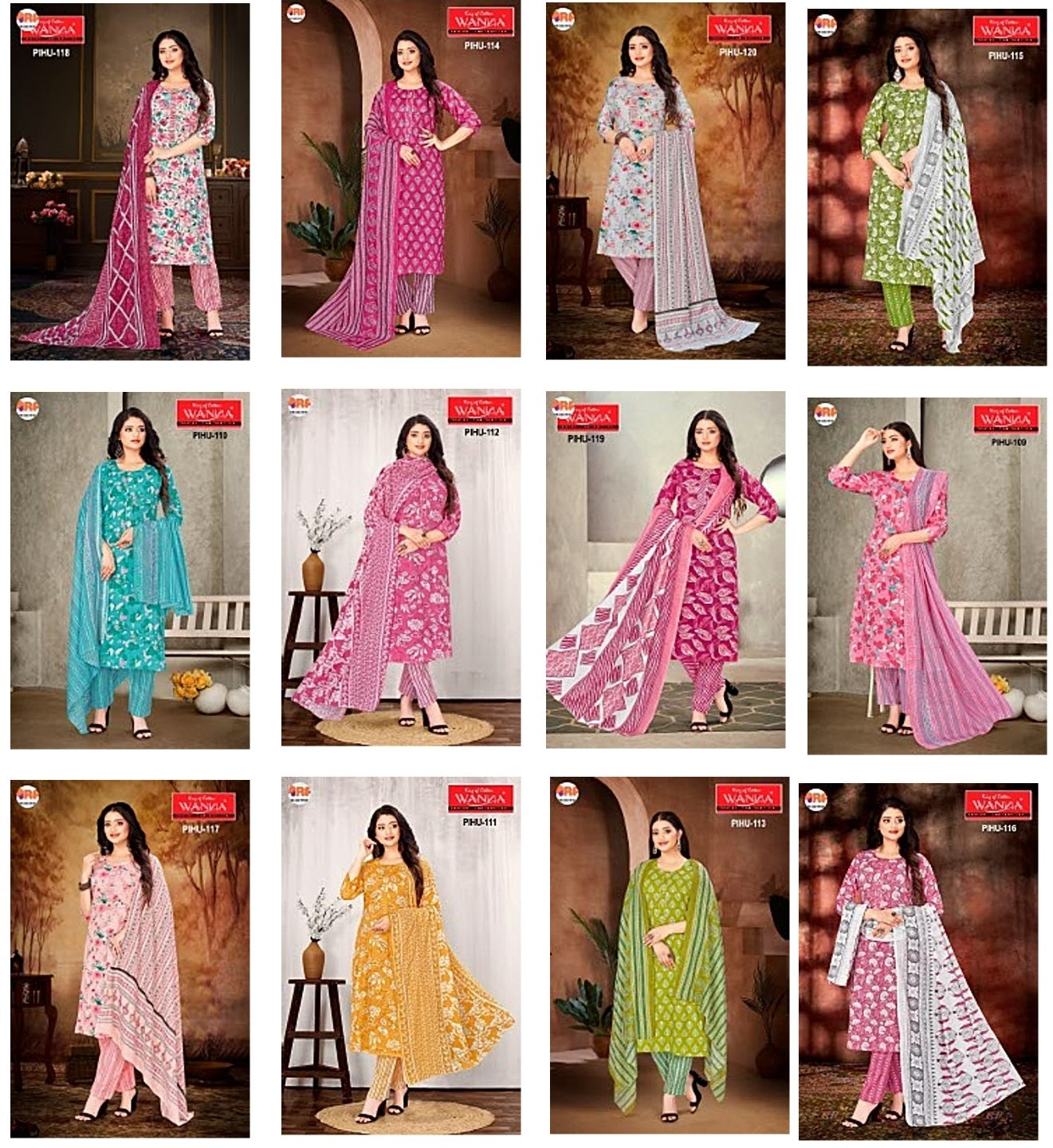 Pihu Wanna Two Tone Cotton Readymade Pant Style Suits