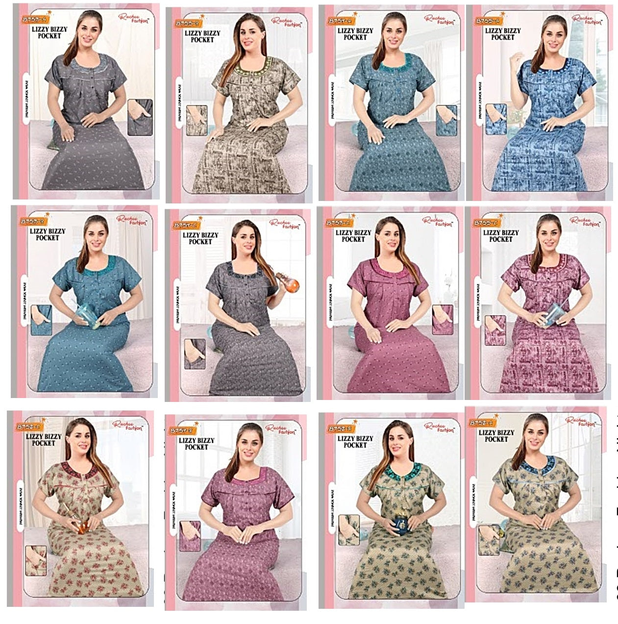 Pocket-0403 Ruchee Fashion Lizzy Bizzy Night Gowns