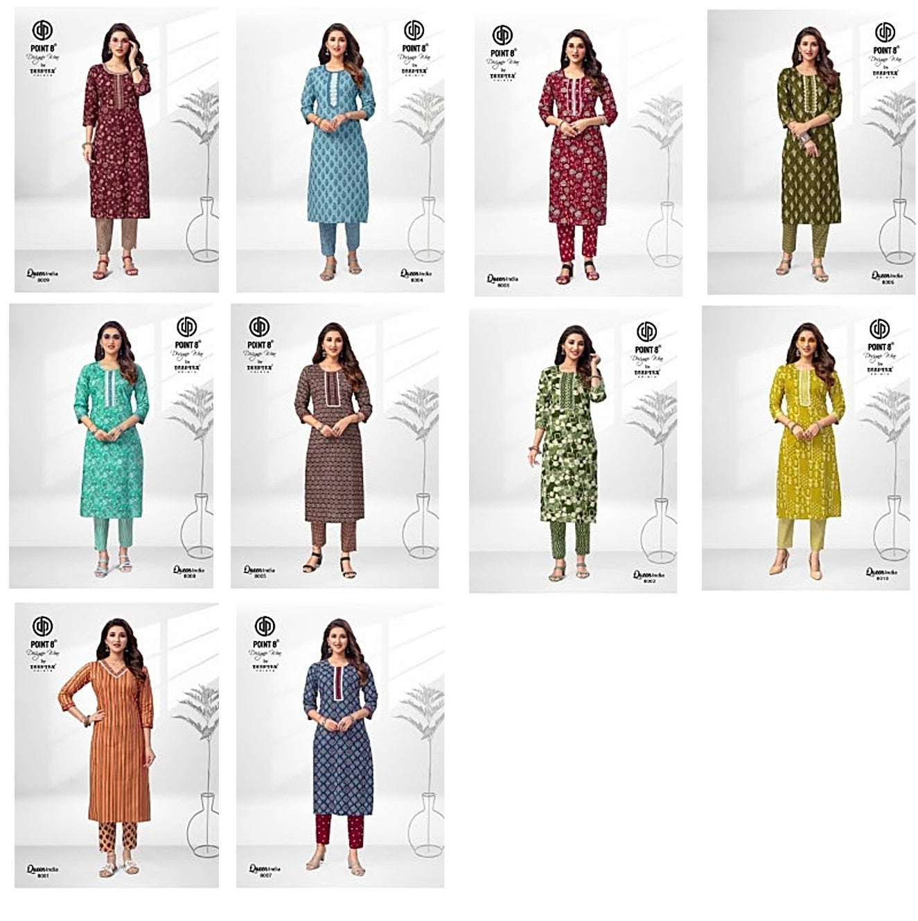 Queen India Vol 8 Deeptex Prints Pure Cotton Kurti Pant Set Manufacturer Ahmedabad