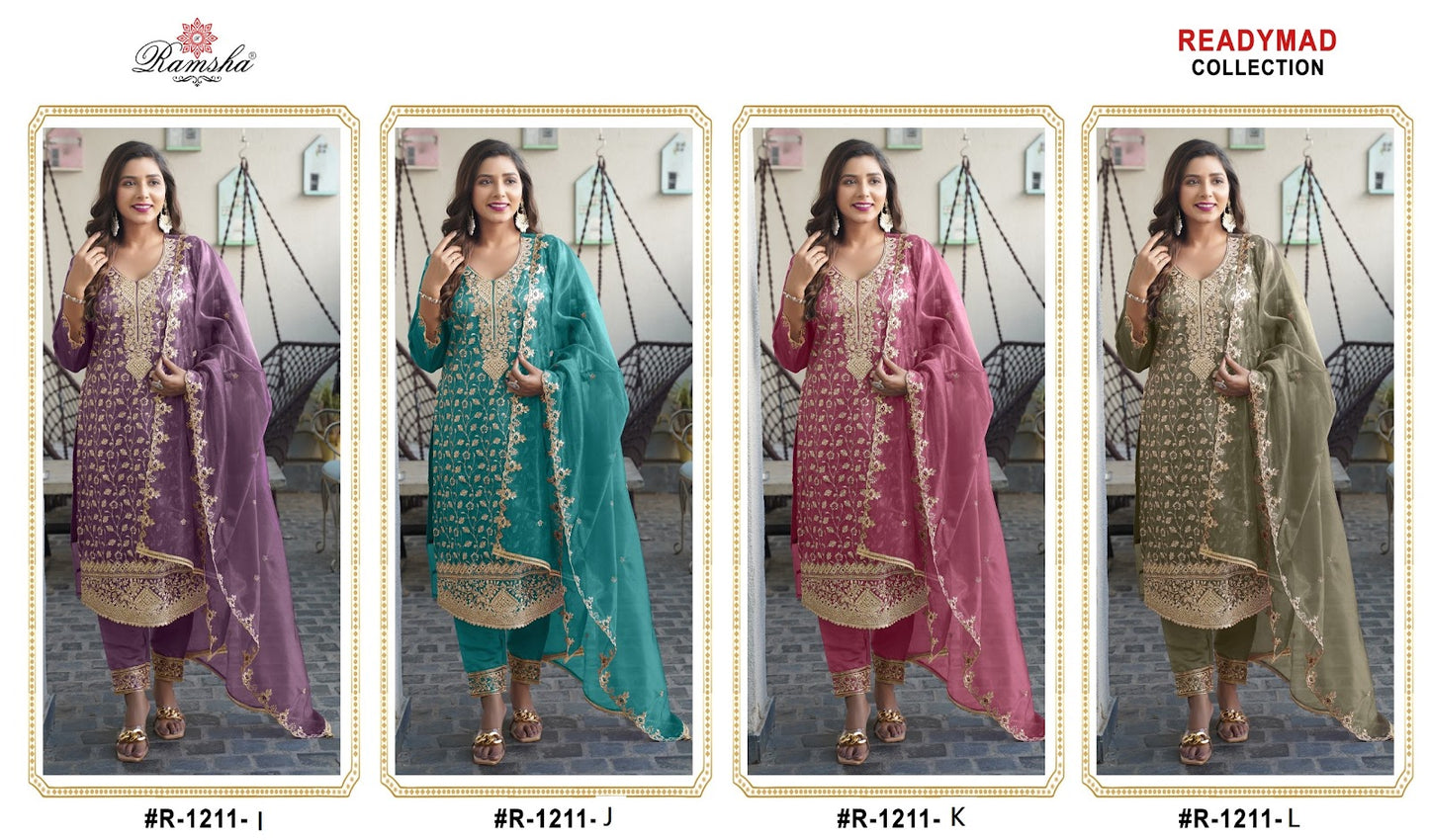 R 1211 Ijkl Ramsha Simmer Pakistani Readymade Suits Supplier India