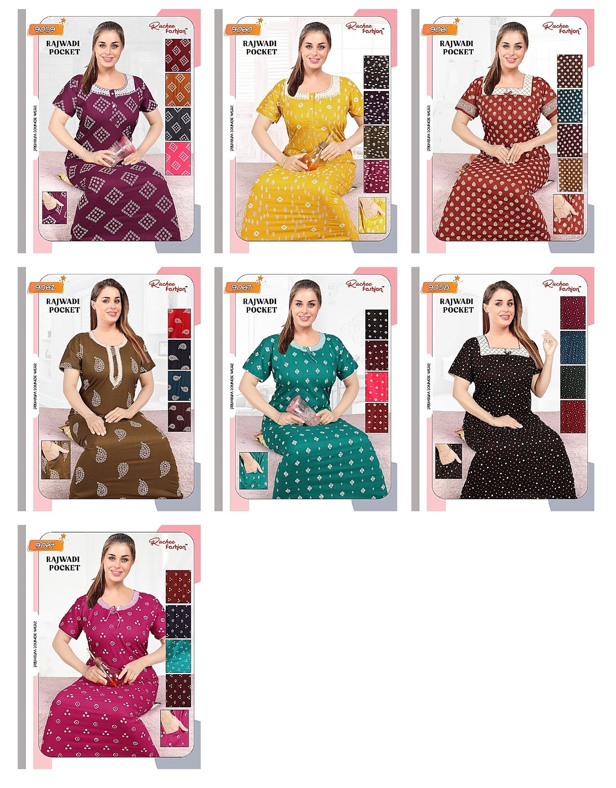 Rajwadi Pocket-1204 Ruchee Fashion Cotton Night Gowns