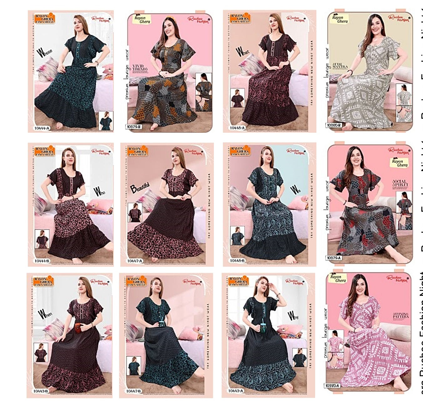 Rayon Ghera Ruchee Fashion Night Gowns Exporter India