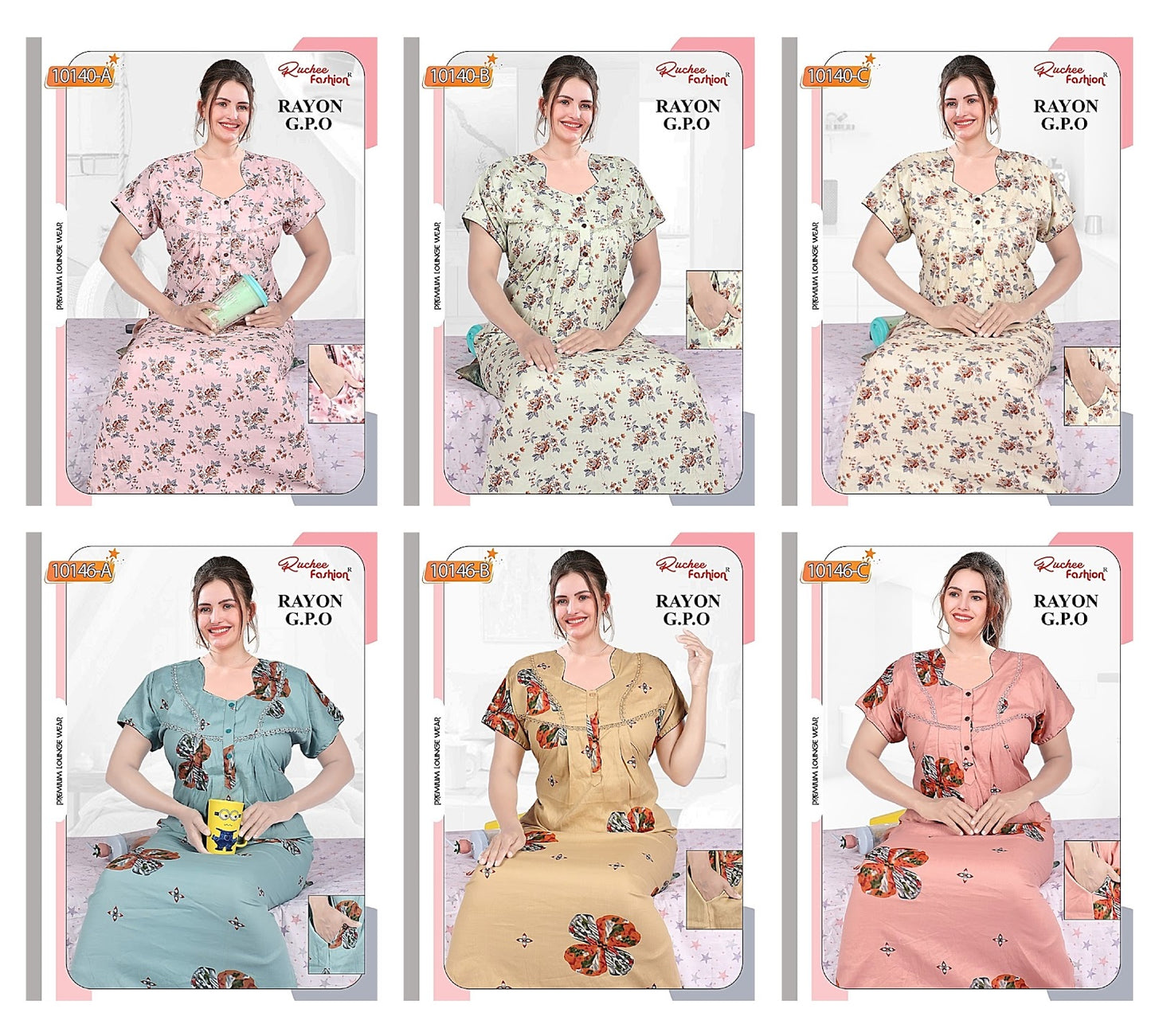 Rayon Gpo Ruchee Fashion Night Gowns Exporter Gujarat