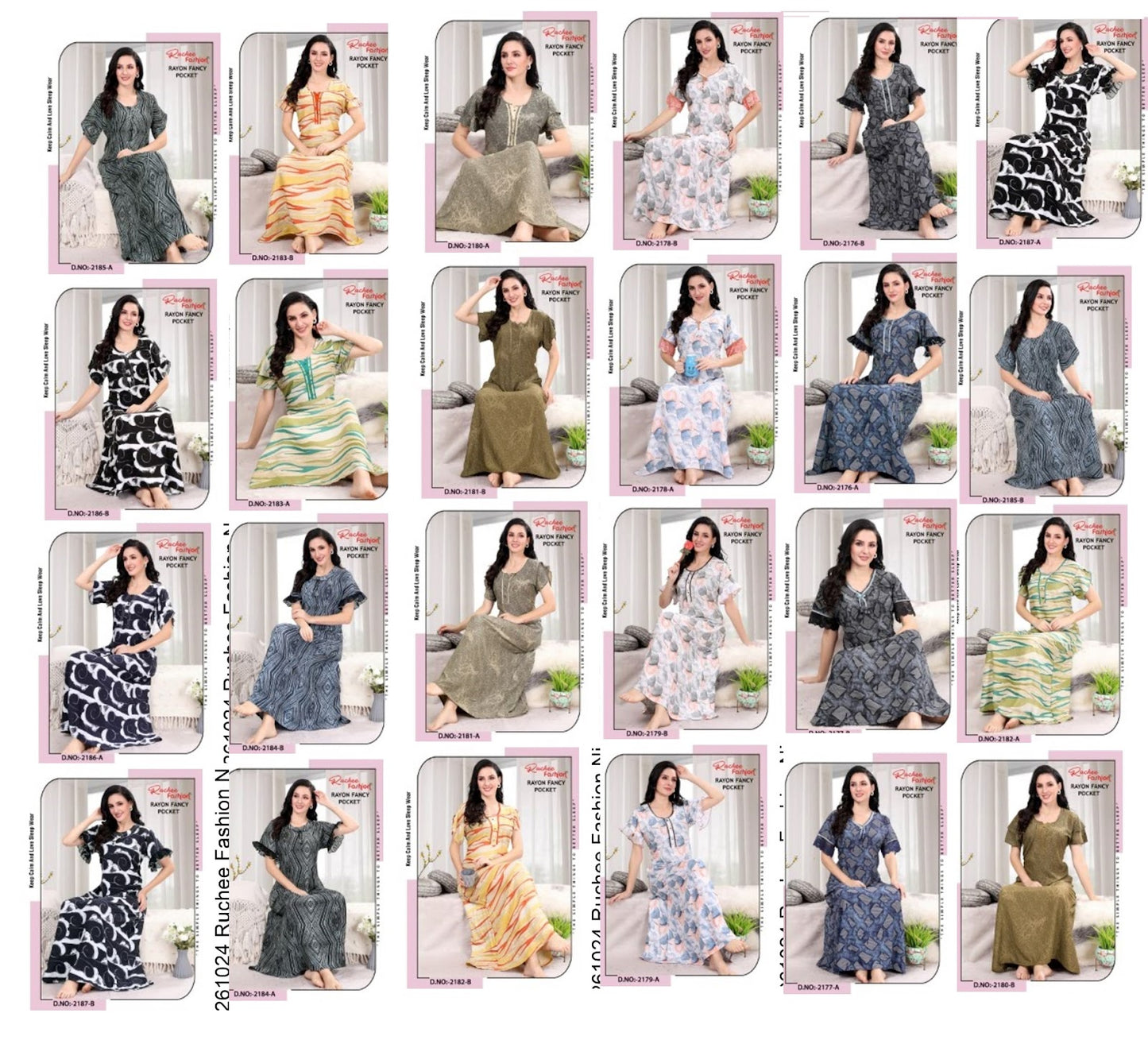 Rayon Pocket 261024 Ruchee Fashion Night Gowns Wholesale Rate