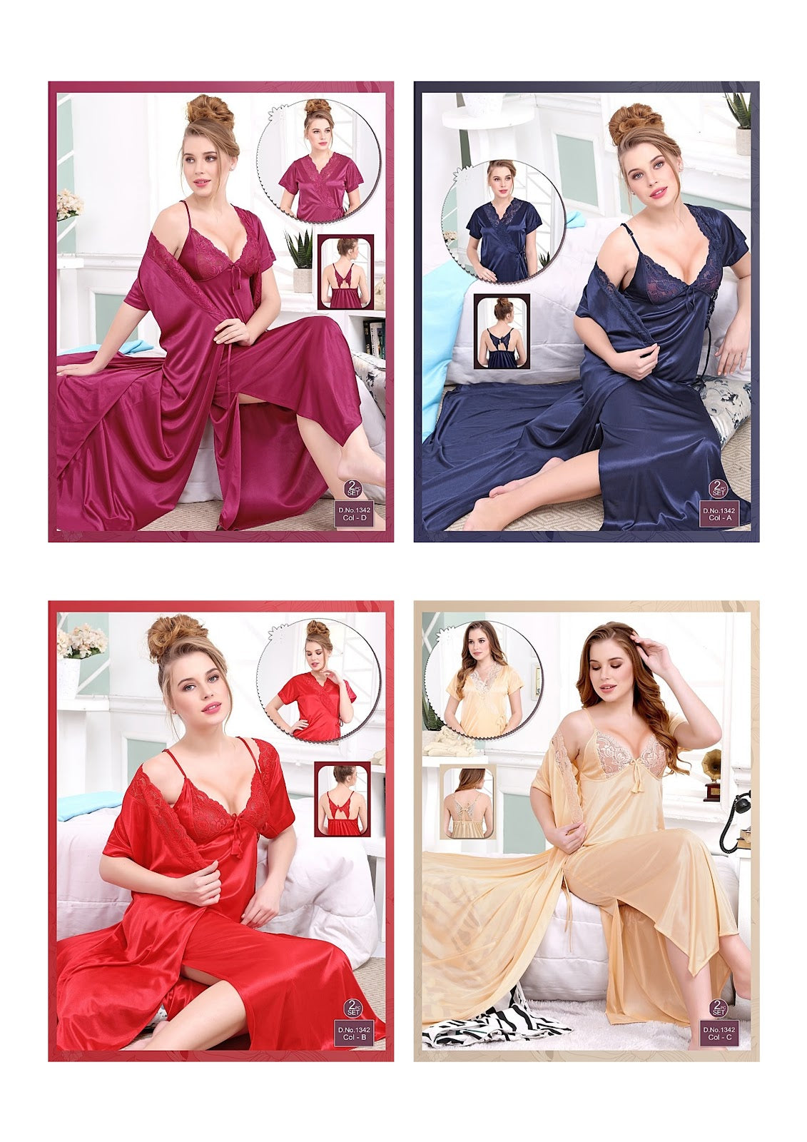 Ready At Store 1342 Belly Satin Night Gowns