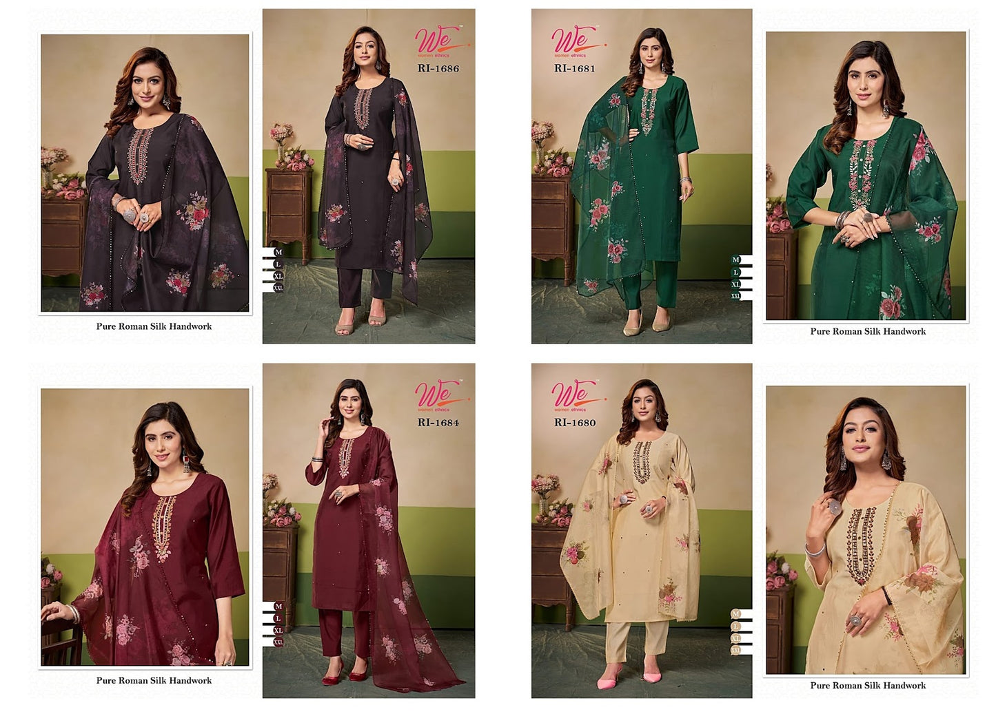 Roman Silk-1107 Women Ethnics Readymade Pant Style Suits Wholesale Price